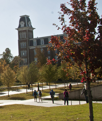 Photo of Old Main on the University of Arkansas Campus. 